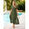 imageSimplee Womens 2025 Summer Boho Maxi Dress V Neck Empire Waist Long Flowy Dresses with PocketsArmy Green