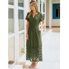 imageSimplee Womens 2025 Summer Boho Maxi Dress V Neck Empire Waist Long Flowy Dresses with PocketsArmy Green