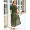 imageSimplee Womens 2025 Summer Boho Maxi Dress V Neck Empire Waist Long Flowy Dresses with PocketsArmy Green