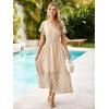 imageSimplee Womens 2025 Summer Boho Maxi Dress V Neck Empire Waist Long Flowy Dresses with PocketsBeige