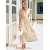 imageSimplee Womens 2025 Summer Boho Maxi Dress V Neck Empire Waist Long Flowy Dresses with PocketsBeige