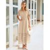 imageSimplee Womens 2025 Summer Boho Maxi Dress V Neck Empire Waist Long Flowy Dresses with PocketsBeige