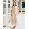 imageSimplee Womens 2025 Summer Boho Maxi Dress V Neck Empire Waist Long Flowy Dresses with PocketsBeige