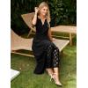 imageSimplee Womens 2025 Summer Boho Maxi Dress V Neck Empire Waist Long Flowy Dresses with PocketsBlack