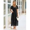imageSimplee Womens 2025 Summer Boho Maxi Dress V Neck Empire Waist Long Flowy Dresses with PocketsBlack