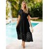 imageSimplee Womens 2025 Summer Boho Maxi Dress V Neck Empire Waist Long Flowy Dresses with PocketsBlack