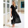 imageSimplee Womens 2025 Summer Boho Maxi Dress V Neck Empire Waist Long Flowy Dresses with PocketsBlack
