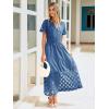 imageSimplee Womens 2025 Summer Boho Maxi Dress V Neck Empire Waist Long Flowy Dresses with PocketsBlue