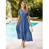 imageSimplee Womens 2025 Summer Boho Maxi Dress V Neck Empire Waist Long Flowy Dresses with PocketsBlue