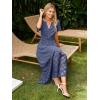 imageSimplee Womens 2025 Summer Boho Maxi Dress V Neck Empire Waist Long Flowy Dresses with PocketsBlue Purple