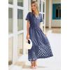 imageSimplee Womens 2025 Summer Boho Maxi Dress V Neck Empire Waist Long Flowy Dresses with PocketsBlue Purple