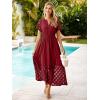 imageSimplee Womens 2025 Summer Boho Maxi Dress V Neck Empire Waist Long Flowy Dresses with PocketsBurgundy