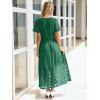 imageSimplee Womens 2025 Summer Boho Maxi Dress V Neck Empire Waist Long Flowy Dresses with PocketsEmerald Green