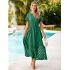 imageSimplee Womens 2025 Summer Boho Maxi Dress V Neck Empire Waist Long Flowy Dresses with PocketsEmerald Green