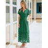 imageSimplee Womens 2025 Summer Boho Maxi Dress V Neck Empire Waist Long Flowy Dresses with PocketsEmerald Green