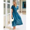 imageSimplee Womens 2025 Summer Boho Maxi Dress V Neck Empire Waist Long Flowy Dresses with PocketsInk Blue
