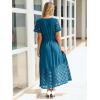 imageSimplee Womens 2025 Summer Boho Maxi Dress V Neck Empire Waist Long Flowy Dresses with PocketsInk Blue