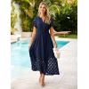 imageSimplee Womens 2025 Summer Boho Maxi Dress V Neck Empire Waist Long Flowy Dresses with PocketsNavy Blue