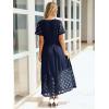 imageSimplee Womens 2025 Summer Boho Maxi Dress V Neck Empire Waist Long Flowy Dresses with PocketsNavy Blue
