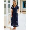 imageSimplee Womens 2025 Summer Boho Maxi Dress V Neck Empire Waist Long Flowy Dresses with PocketsNavy Blue