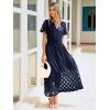 imageSimplee Womens 2025 Summer Boho Maxi Dress V Neck Empire Waist Long Flowy Dresses with PocketsNavy Blue