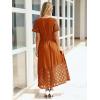 imageSimplee Womens 2025 Summer Boho Maxi Dress V Neck Empire Waist Long Flowy Dresses with PocketsOrange