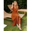 imageSimplee Womens 2025 Summer Boho Maxi Dress V Neck Empire Waist Long Flowy Dresses with PocketsOrange