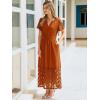 imageSimplee Womens 2025 Summer Boho Maxi Dress V Neck Empire Waist Long Flowy Dresses with PocketsOrange
