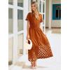 imageSimplee Womens 2025 Summer Boho Maxi Dress V Neck Empire Waist Long Flowy Dresses with PocketsOrange