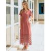 imageSimplee Womens 2025 Summer Boho Maxi Dress V Neck Empire Waist Long Flowy Dresses with PocketsRust Pink