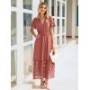 imageSimplee Womens 2025 Summer Boho Maxi Dress V Neck Empire Waist Long Flowy Dresses with PocketsRust Pink