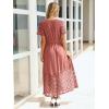 imageSimplee Womens 2025 Summer Boho Maxi Dress V Neck Empire Waist Long Flowy Dresses with PocketsRust Pink