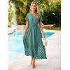 imageSimplee Womens 2025 Summer Boho Maxi Dress V Neck Empire Waist Long Flowy Dresses with PocketsTeal