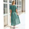imageSimplee Womens 2025 Summer Boho Maxi Dress V Neck Empire Waist Long Flowy Dresses with PocketsTeal