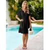 imageSimplee Womens 2025 Summer Mini Dress Eyelet Short Sleeve Cocktail Short Dresses Cute A Line Sun Dress with PocketsBlack