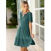 imageSimplee Womens 2025 Summer Mini Dress Eyelet Short Sleeve Cocktail Short Dresses Cute A Line Sun Dress with PocketsDark Green