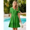 imageSimplee Womens 2025 Summer Mini Dress Eyelet Short Sleeve Cocktail Short Dresses Cute A Line Sun Dress with PocketsGreen