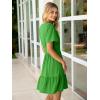 imageSimplee Womens 2025 Summer Mini Dress Eyelet Short Sleeve Cocktail Short Dresses Cute A Line Sun Dress with PocketsGreen