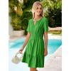 imageSimplee Womens 2025 Summer Mini Dress Eyelet Short Sleeve Cocktail Short Dresses Cute A Line Sun Dress with PocketsGreen