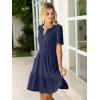 imageSimplee Womens 2025 Summer Mini Dress Eyelet Short Sleeve Cocktail Short Dresses Cute A Line Sun Dress with PocketsNavy