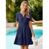 imageSimplee Womens 2025 Summer Mini Dress Eyelet Short Sleeve Cocktail Short Dresses Cute A Line Sun Dress with PocketsNavy