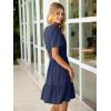 imageSimplee Womens 2025 Summer Mini Dress Eyelet Short Sleeve Cocktail Short Dresses Cute A Line Sun Dress with PocketsNavy