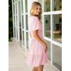 imageSimplee Womens 2025 Summer Mini Dress Eyelet Short Sleeve Cocktail Short Dresses Cute A Line Sun Dress with PocketsPink