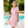 imageSimplee Womens 2025 Summer Mini Dress Eyelet Short Sleeve Cocktail Short Dresses Cute A Line Sun Dress with PocketsPink