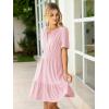 imageSimplee Womens 2025 Summer Mini Dress Eyelet Short Sleeve Cocktail Short Dresses Cute A Line Sun Dress with PocketsPink