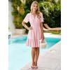 imageSimplee Womens 2025 Summer Mini Dress Eyelet Short Sleeve Cocktail Short Dresses Cute A Line Sun Dress with PocketsPink