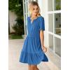 imageSimplee Womens 2025 Summer Mini Dress Eyelet Short Sleeve Cocktail Short Dresses Cute A Line Sun Dress with PocketsRoyal Blue
