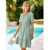 imageSimplee Womens 2025 Summer Mini Dress Eyelet Short Sleeve Cocktail Short Dresses Cute A Line Sun Dress with PocketsSage Green