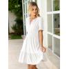 imageSimplee Womens 2025 Summer Mini Dress Eyelet Short Sleeve Cocktail Short Dresses Cute A Line Sun Dress with PocketsWhite