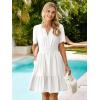 imageSimplee Womens 2025 Summer Mini Dress Eyelet Short Sleeve Cocktail Short Dresses Cute A Line Sun Dress with PocketsWhite